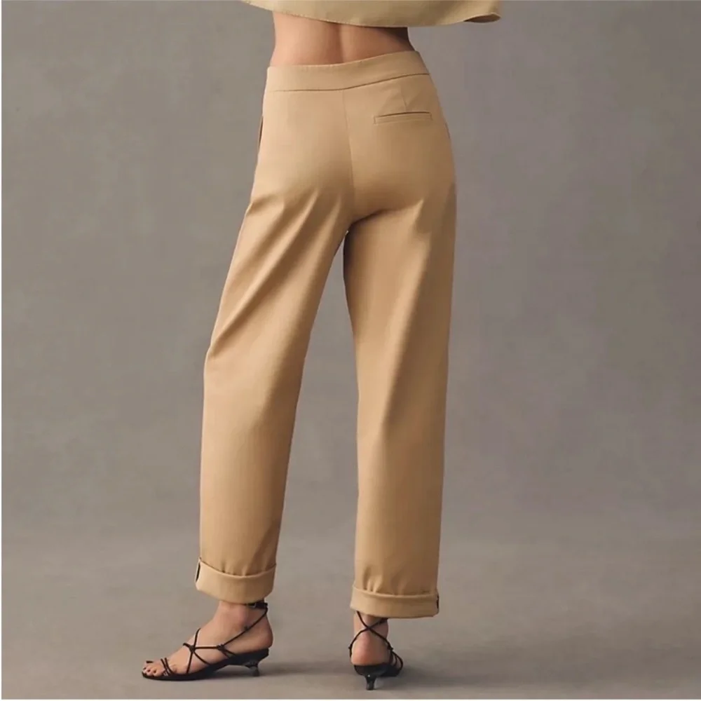 NWT Anthropologie Exquise Pants Chino Rolled-Hem in Cedar Tan
